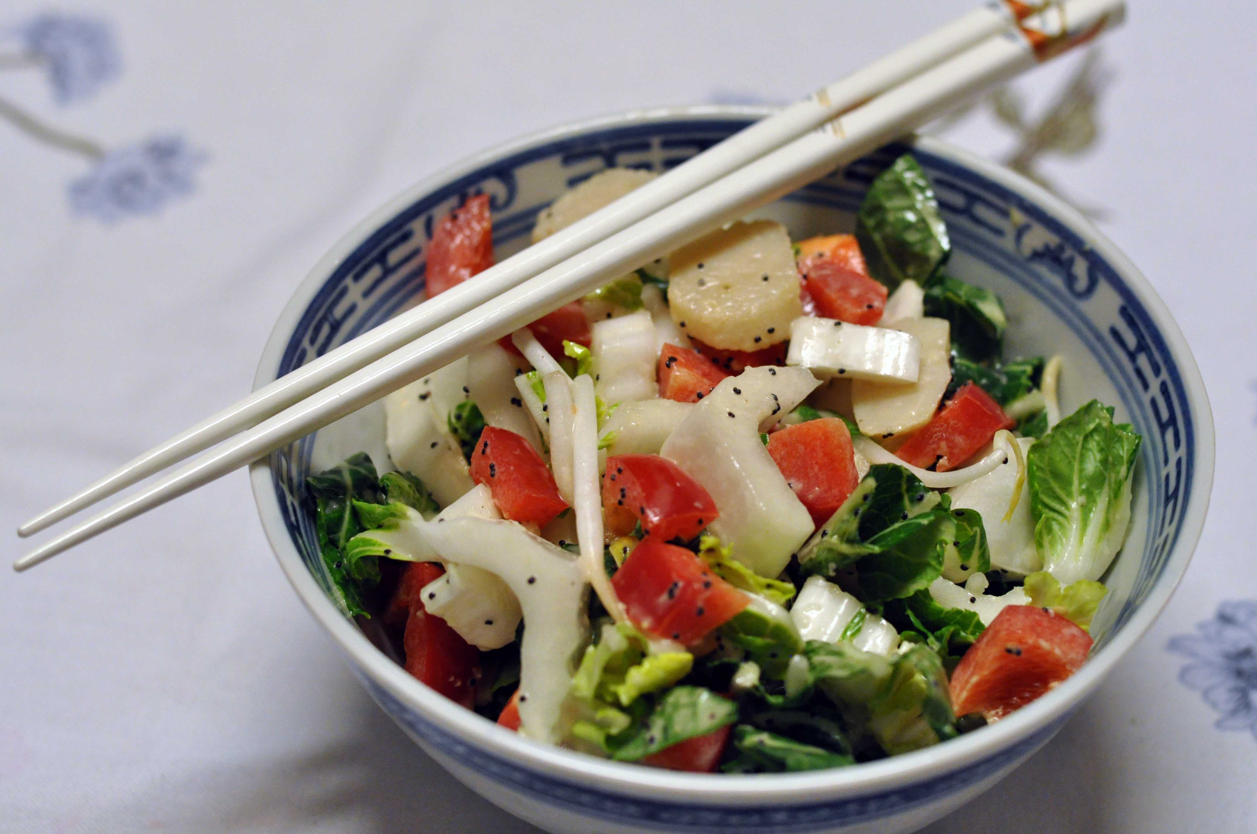 Bok Choy &amp; Bell Pepper Salad with Water Chestnuts